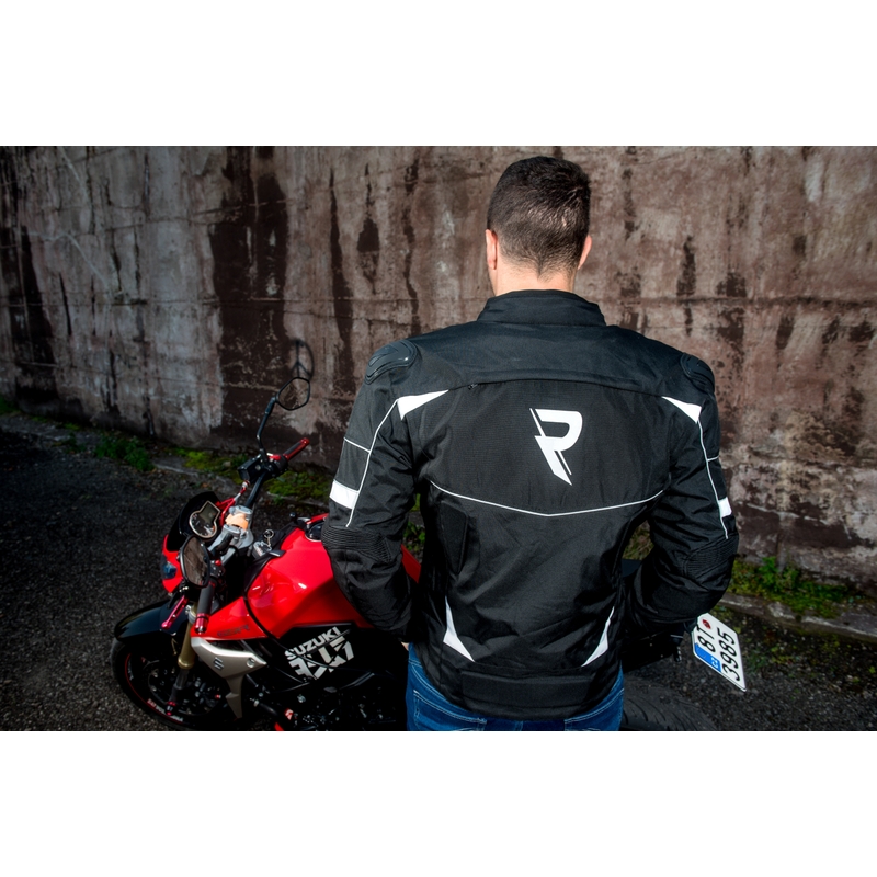 Street Racer Spark črno-bela motoristična jakna