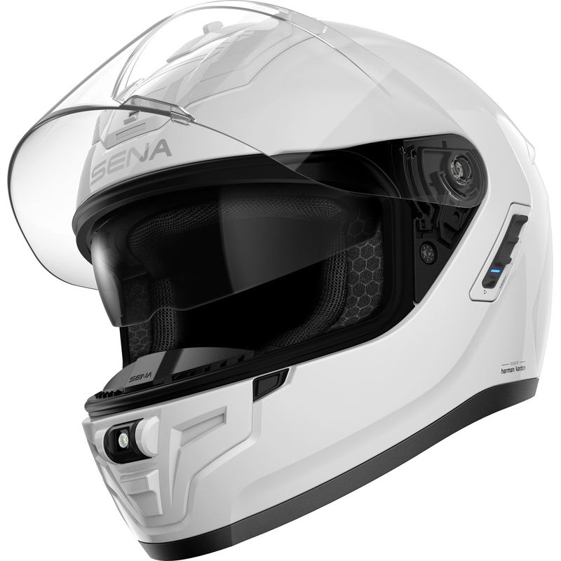 Integralna motoristična čelada SENA s slušalkami Phantom bela