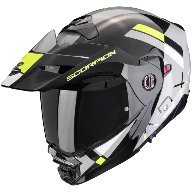 Motoristična čelada Scorpion ADX-2 GALANE z nagibom, sivo-črna-fluo rumena, razprodaja