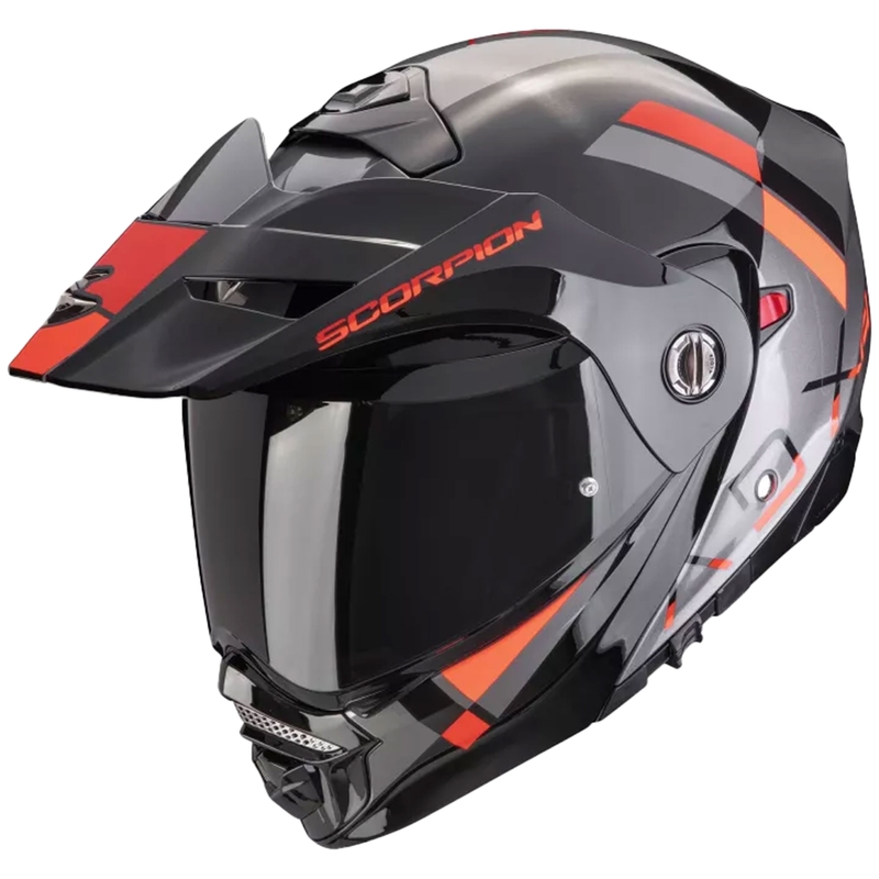 Odklopna motoristična čelada Scorpion ADX-2 GALANE srebrno-črno-rdeča razprodaja