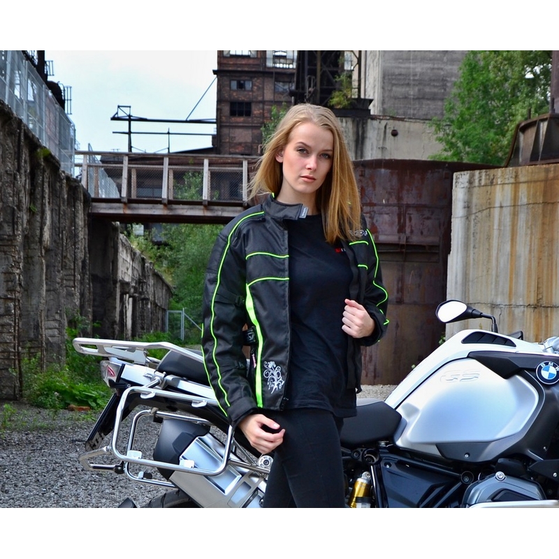 Ženska motoristična jakna RSA SW-01 black-fluo yellow razprodaja