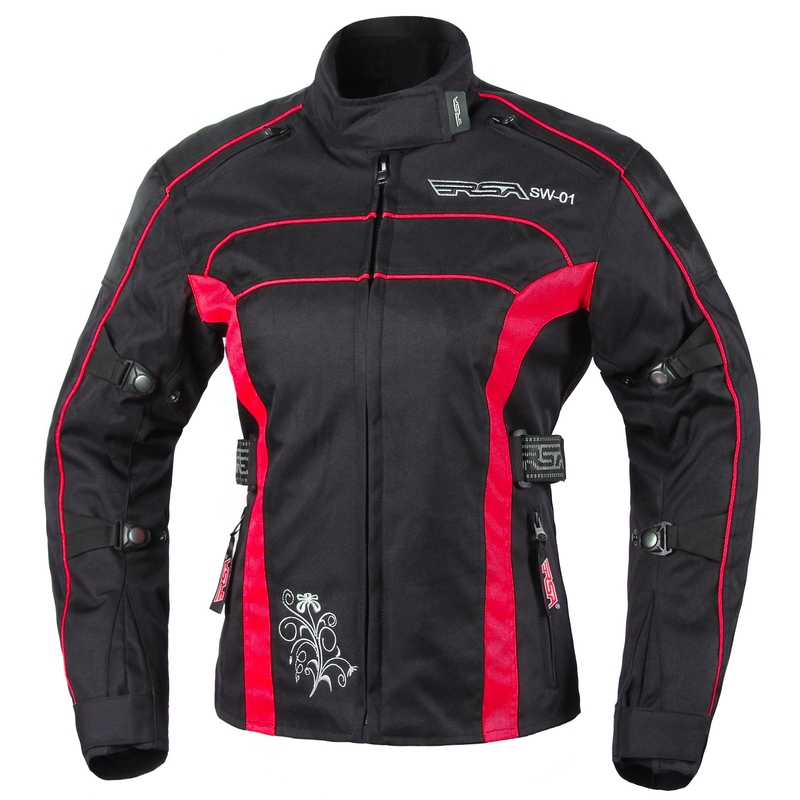 Ženska motoristična jakna RSA SW-01 črno-rdeča razprodaja