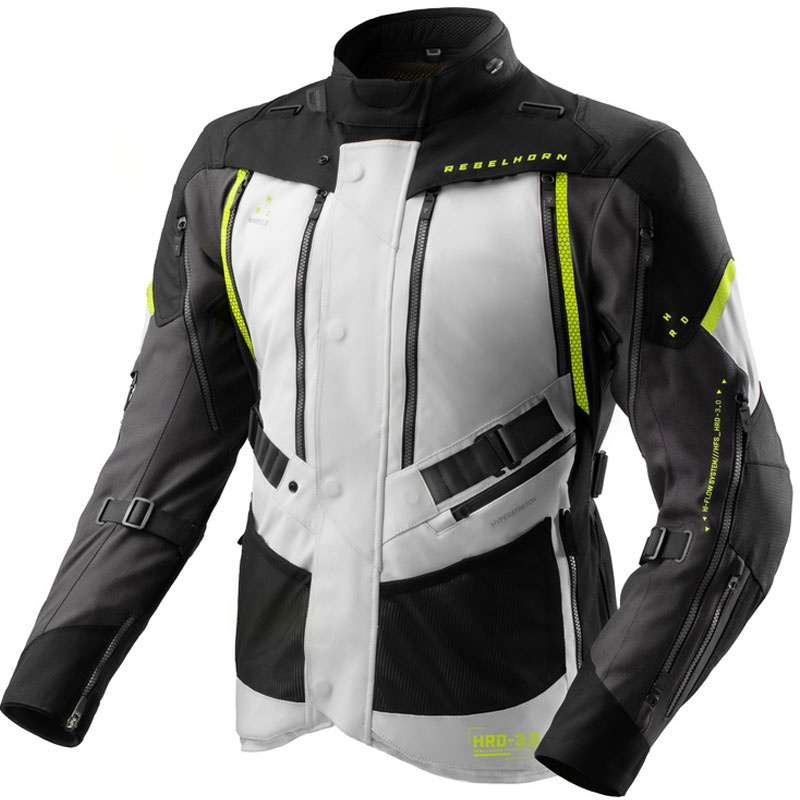 Rebelhorn Hardy 3.0 motoristična jakna črno-sivo-fluo rumena