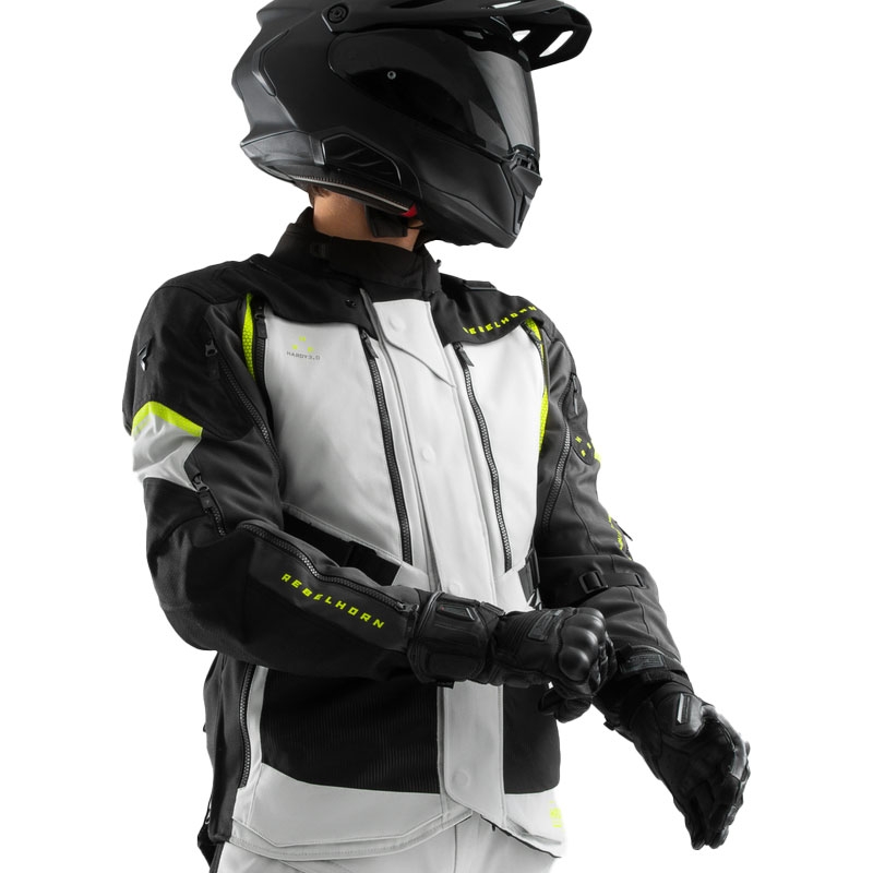 Rebelhorn Hardy 3.0 motoristična jakna črno-sivo-fluo rumena