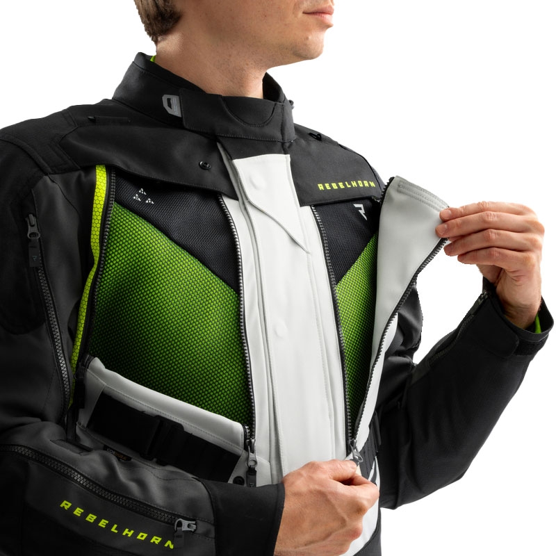 Rebelhorn Hardy 3.0 motoristična jakna črno-sivo-fluo rumena