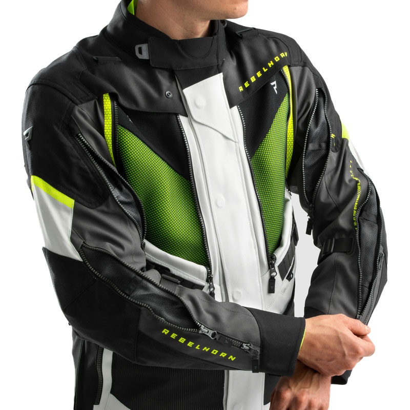Rebelhorn Hardy 3.0 motoristična jakna črno-sivo-fluo rumena