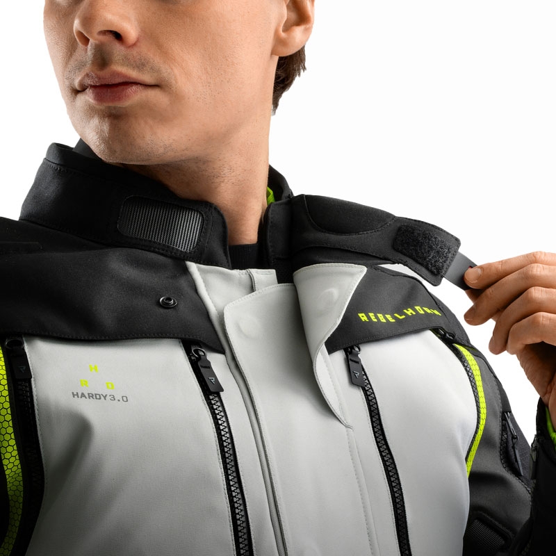 Rebelhorn Hardy 3.0 motoristična jakna črno-sivo-fluo rumena