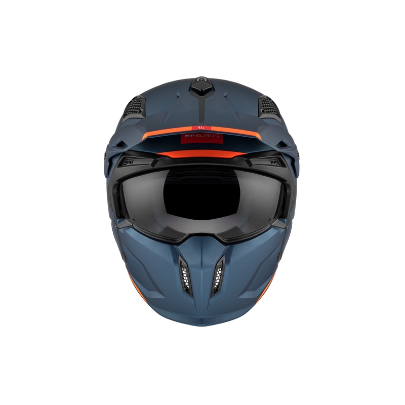 Odprta obrazna čelada z masko MT Streetfighter SV S Solid A7 mat modra z iridijevim vizirjem