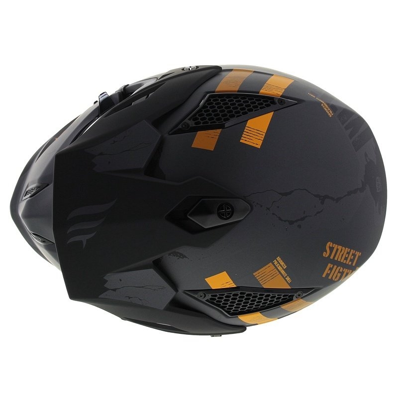 Odprta obrazna čelada z masko MT Streetfighter SV S Skull A12 sivo-oranžna z iridijevim vizirjem