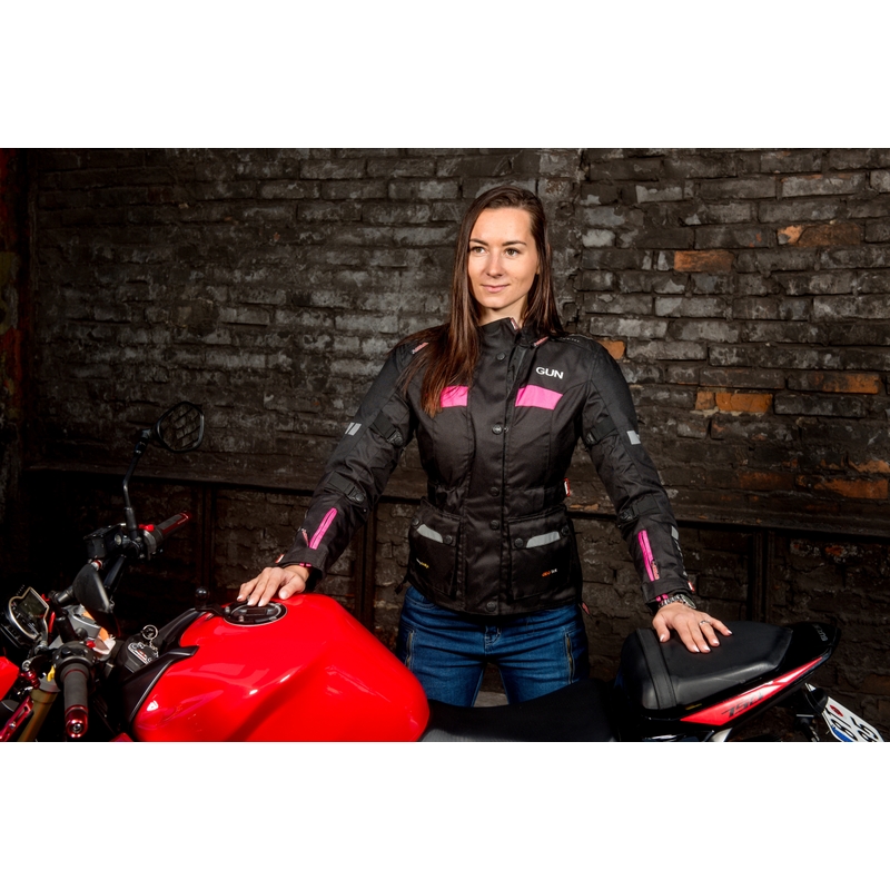 Ženska motoristična jakna RSA Gun Black and Pink razprodaja