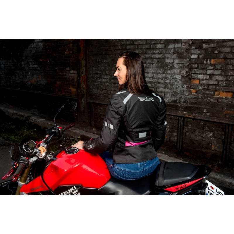 Ženska motoristična jakna RSA Gun Black and Pink razprodaja