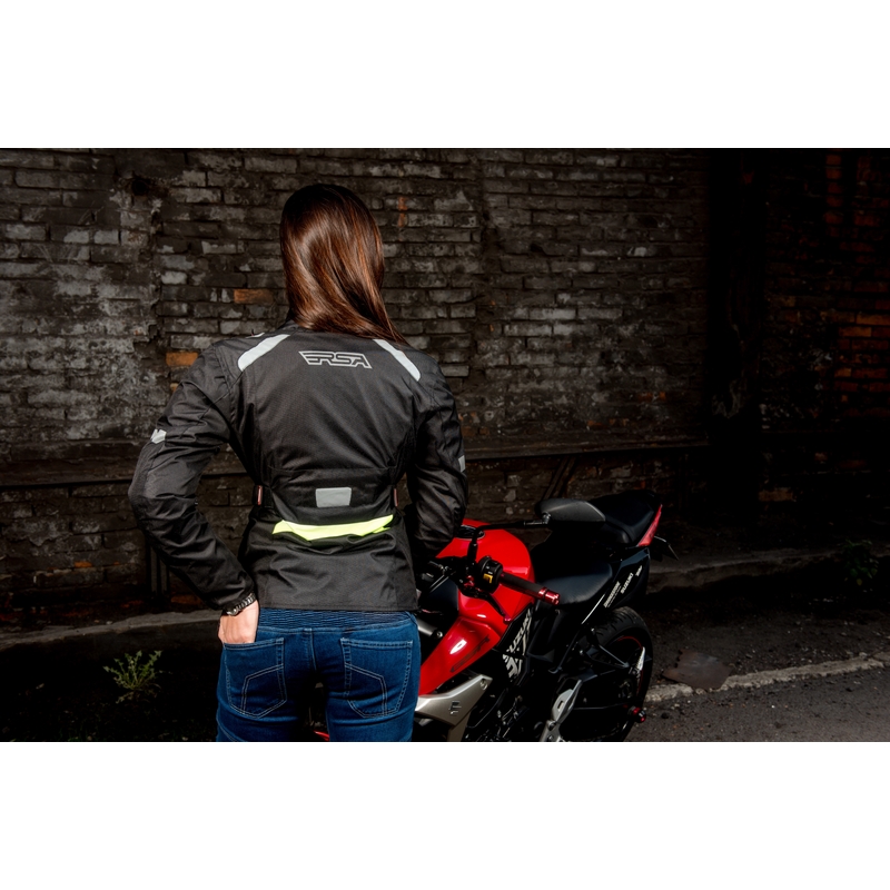 Ženska motoristična jakna RSA Gun black-fluo rumena razprodaja