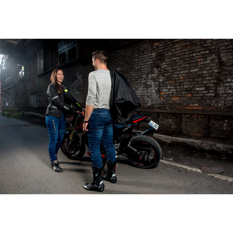 Ženska motoristična jakna RSA Gun black-fluo rumena razprodaja