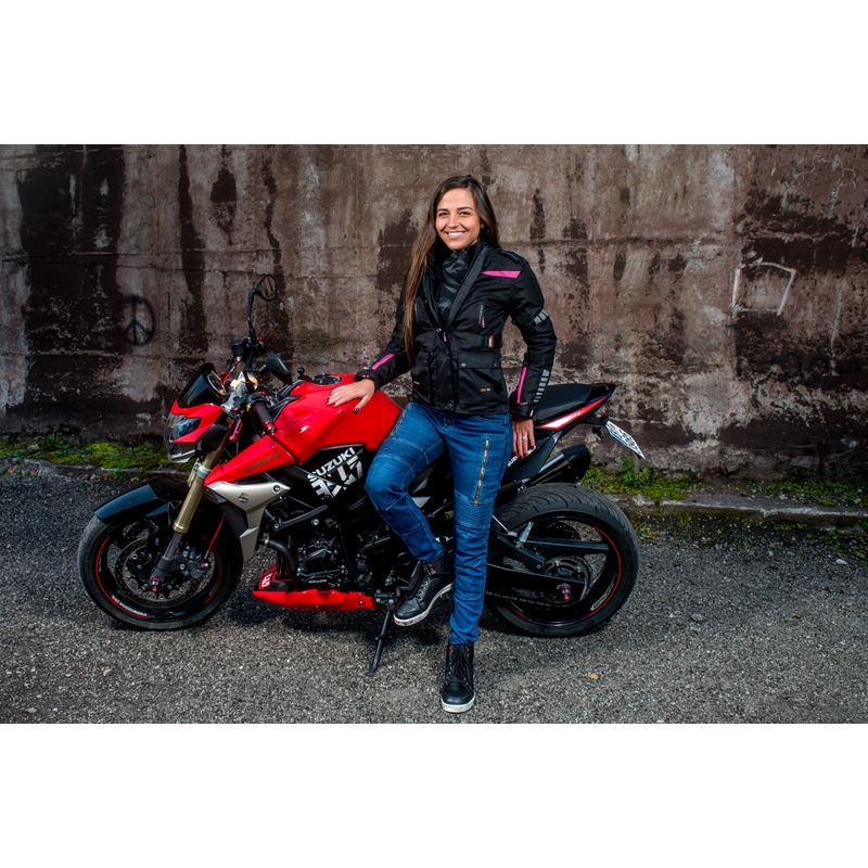 Ženska trivrstična motoristična jakna RSA Gun black and pink razprodaja
