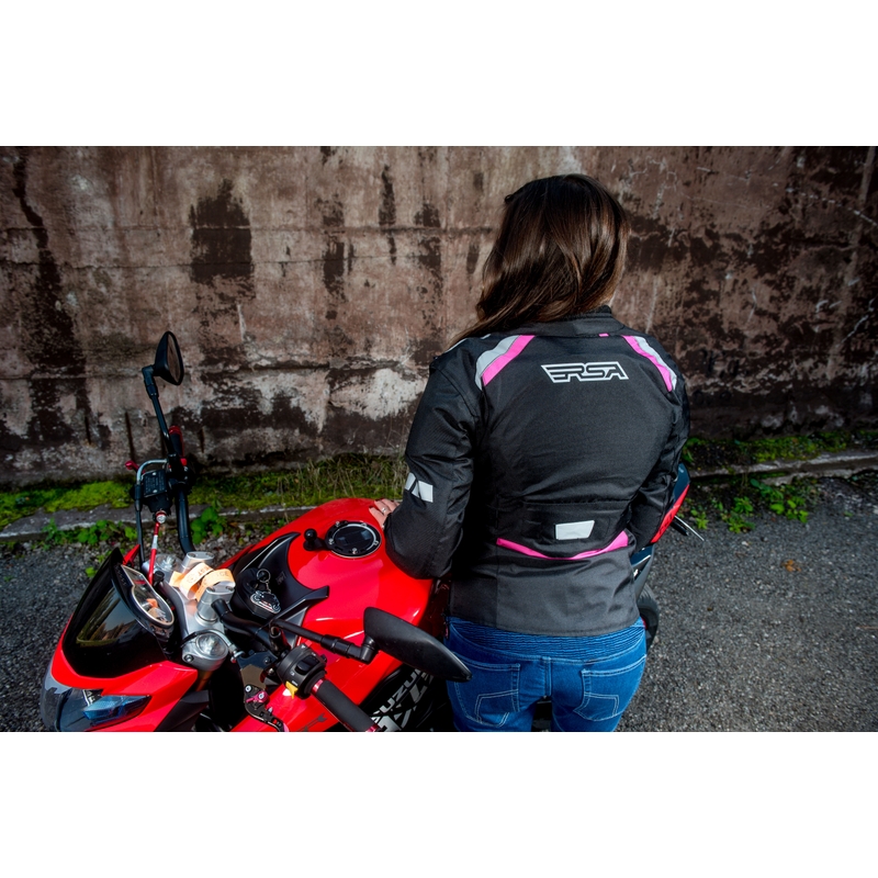 Ženska trivrstična motoristična jakna RSA Gun black and pink razprodaja