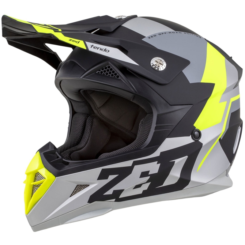Motokros čelada ZED X1.9 Tendo mat črna-temno siva-svetlo siva-fluo rumena