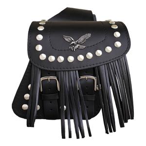 Usnjene motoristične torbe RSA S185B z resicami črne barve