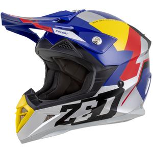 Otroška motokros čelada ZED X1.9D TENDO pearl modra-rdeča-rumena-srebrna