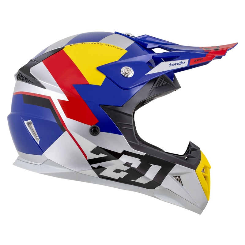 Otroška motokros čelada ZED X1.9D TENDO pearl modra-rdeča-rumena-srebrna