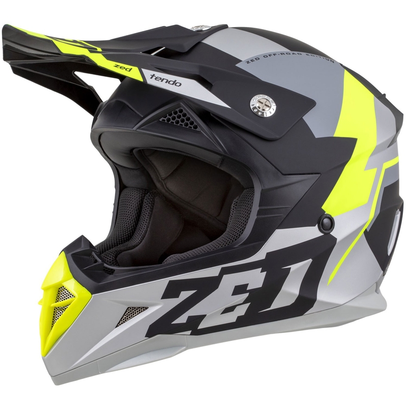 Otroška motokros čelada ZED X1.9D TENDO mat črna-temno siva-svetlo siva-fluo rumena