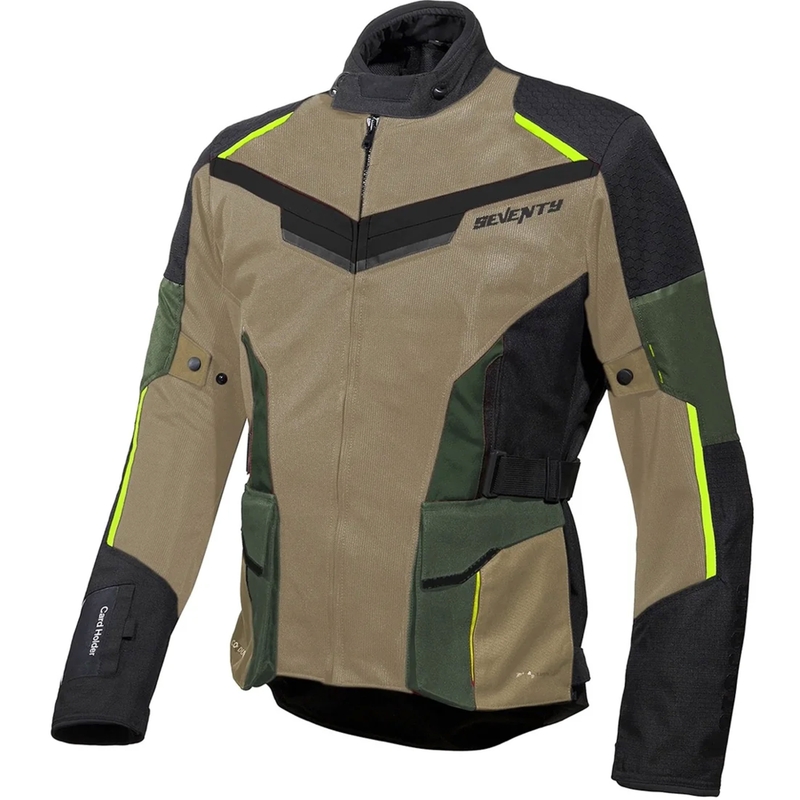 Seventy Degrees SD-JT70 Atacama motoristična jakna peščeno-zelena-fluo rumena