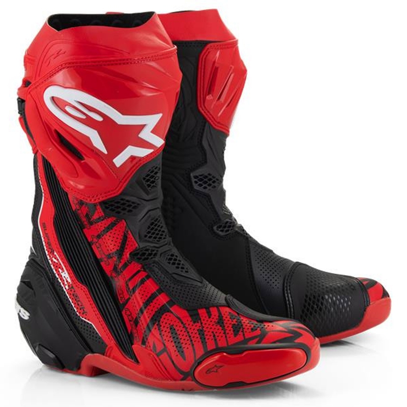 Motoristični škornji Alpinestars Supertech R Vented limited edition Francesco Bagnaia rdeče-črni