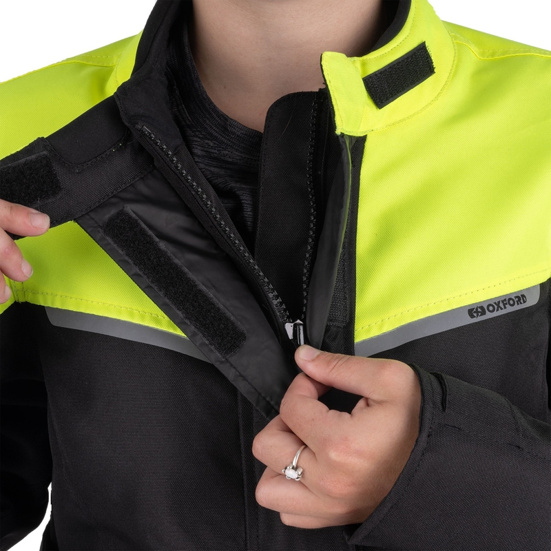 Ženska motoristična jakna Oxford Spartan Long WP črno-fluo rumena