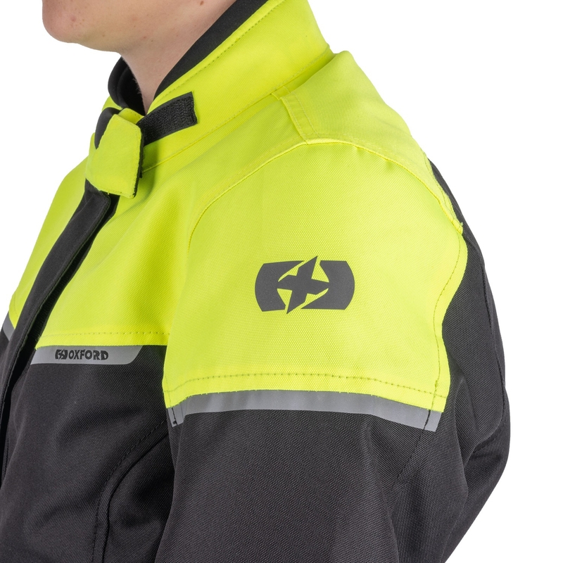 Ženska motoristična jakna Oxford Spartan Long WP črno-fluo rumena