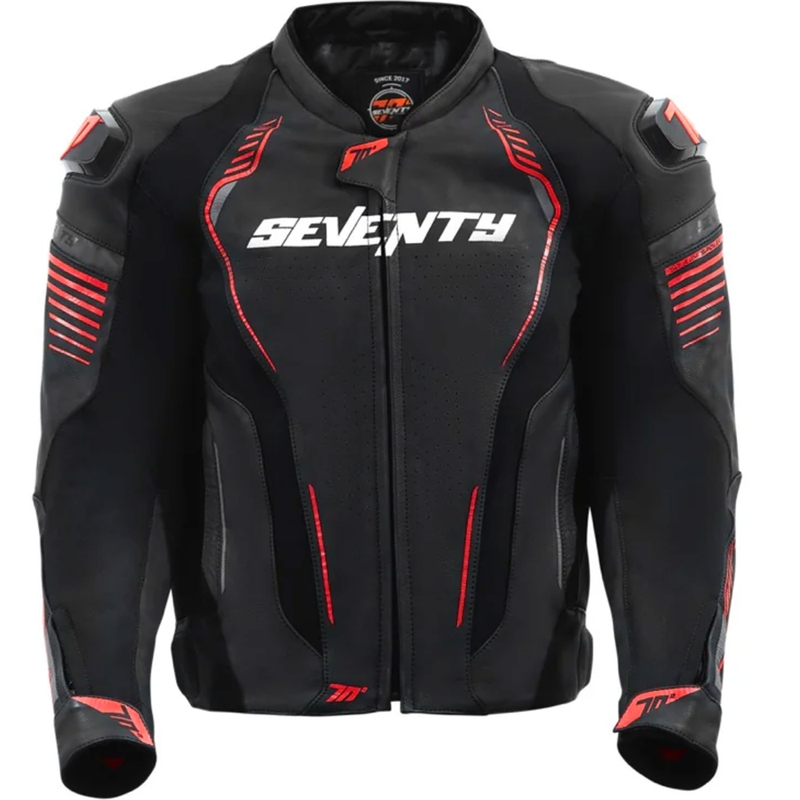 Seventy Degrees SD-JL24 Spoiler usnjena motoristična jakna črno-rdeča