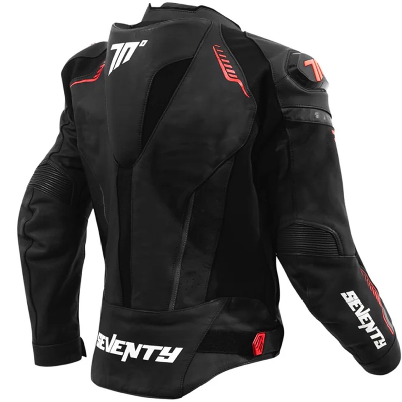 Seventy Degrees SD-JL24 Spoiler usnjena motoristična jakna črno-rdeča