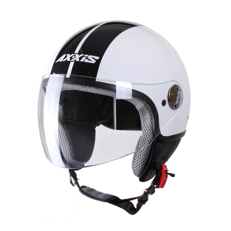 Odprta motoristična čelada Axxis Zyclo Bitone belo-črna - kakovost II
