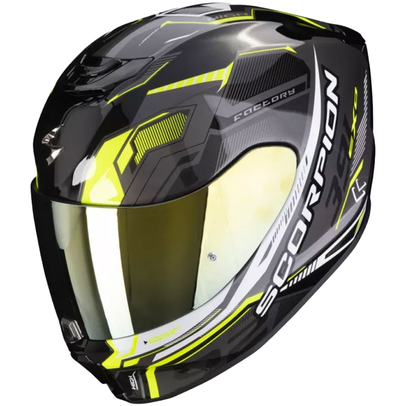 Integralna motoristična čelada Scorpion EXO-391 Haut črna-srebrna-neon rumena razprodaja