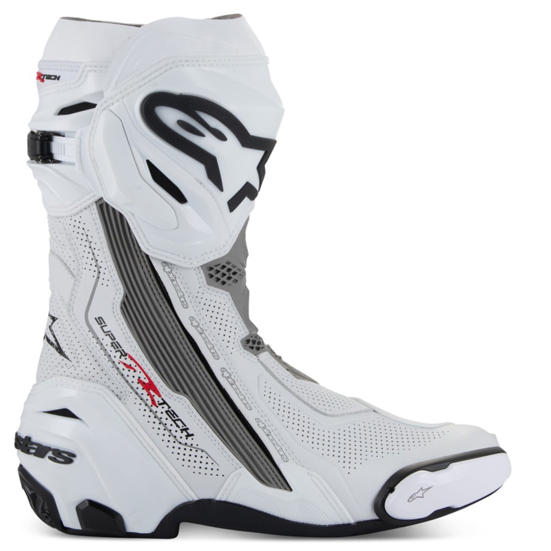 Moto škornji Alpinestars Supertech R Vented bela-svetlo siva-črna
