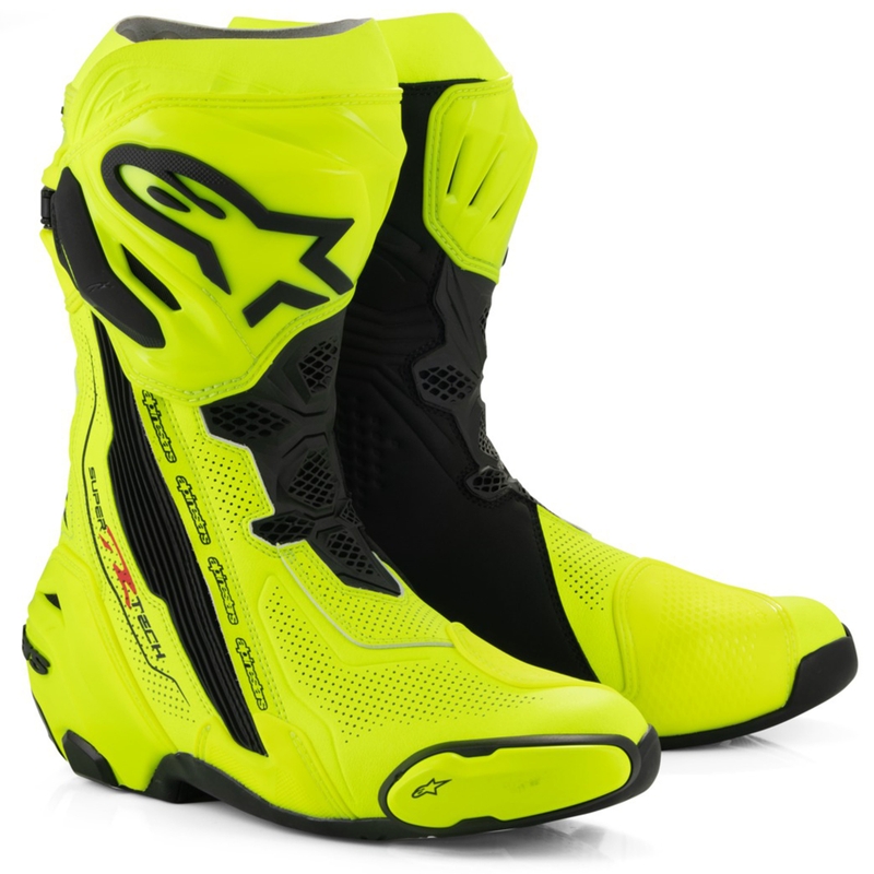 Alpinestars Supertech R Vented motoristični škornji fluo rumeno-črni