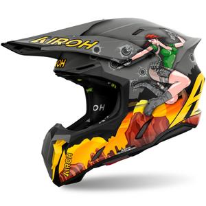 Čelada za motokros Airoh Twist 3 Adventure sivo-rumena