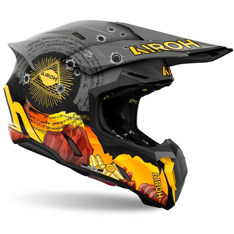 Čelada za motokros Airoh Twist 3 Adventure sivo-rumena