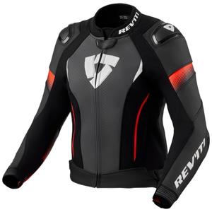 Revit Xena 4 Pro Black-Fluo Red usnjena motoristična jakna za ženske