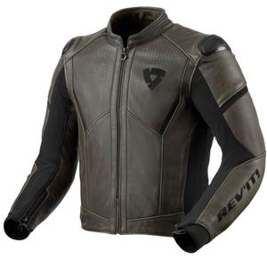 Usnjena motoristična jakna Revit Parallax temno olivna