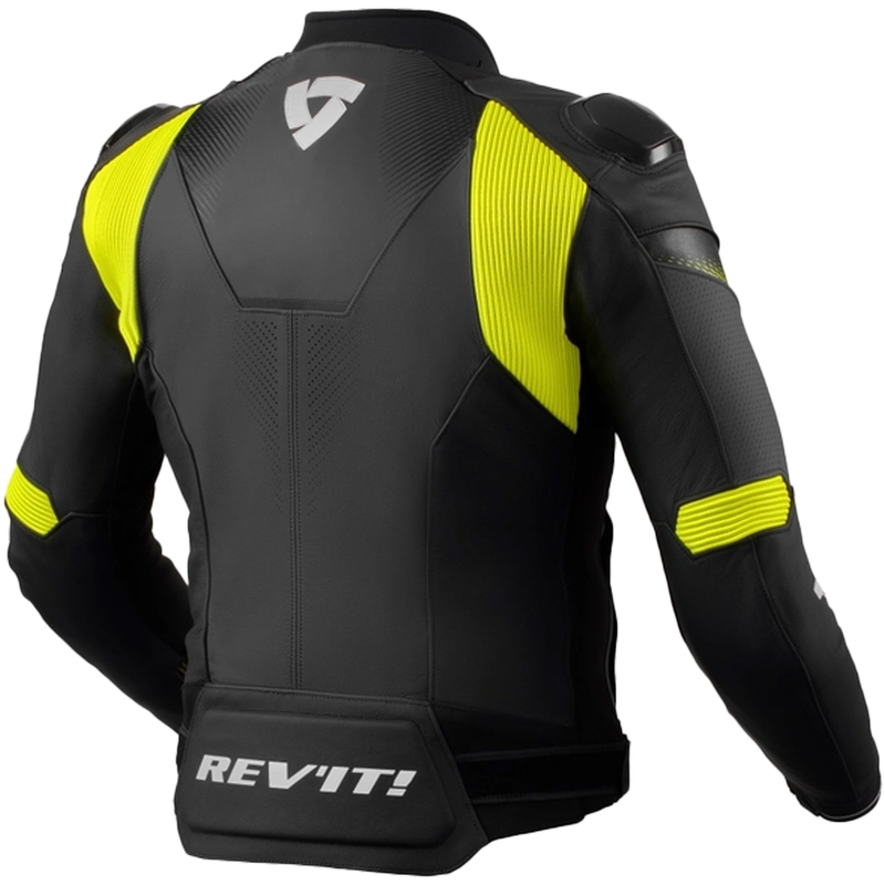 Usnjena motoristična jakna Revit Control črno-fluo rumena
