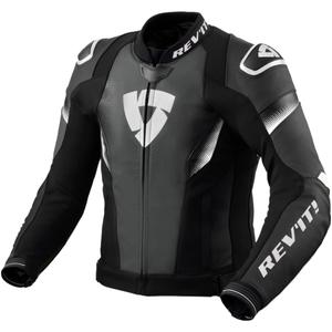 Usnjena motoristična jakna Revit Control črno-bela