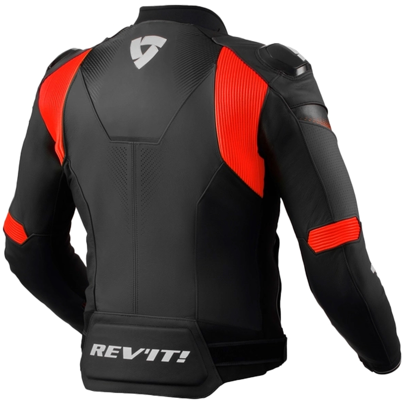 Usnjena motoristična jakna Revit Control črno-fluo rdeča
