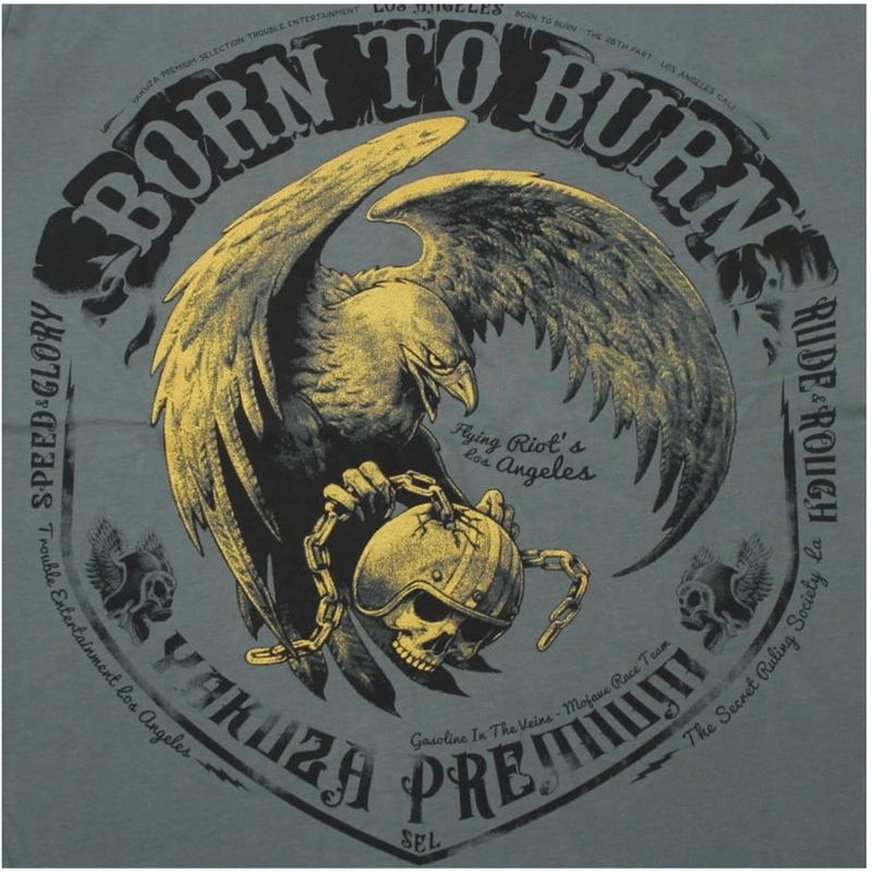 Majica Yakuza Premium Born To Burn Flying Riots Los Angeles olivno zelena