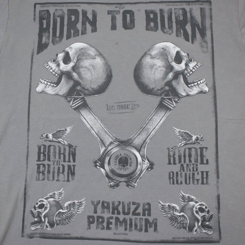 Majica Yakuza Premium Rude and Rough Born to Burn - Los Angeles siva