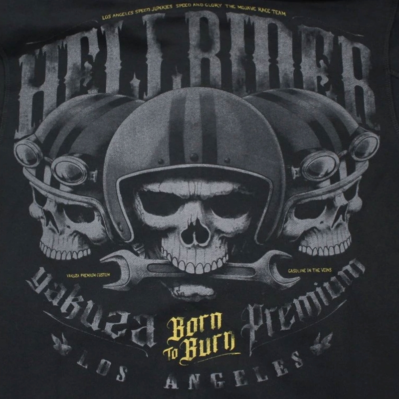 Pulover s kapuco Yakuza Premium Hell Rider črne barve