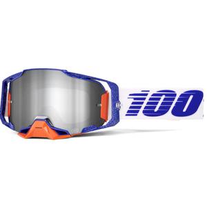 100% Armega Lavingaad motokros očala s srebrnim pleksi steklom
