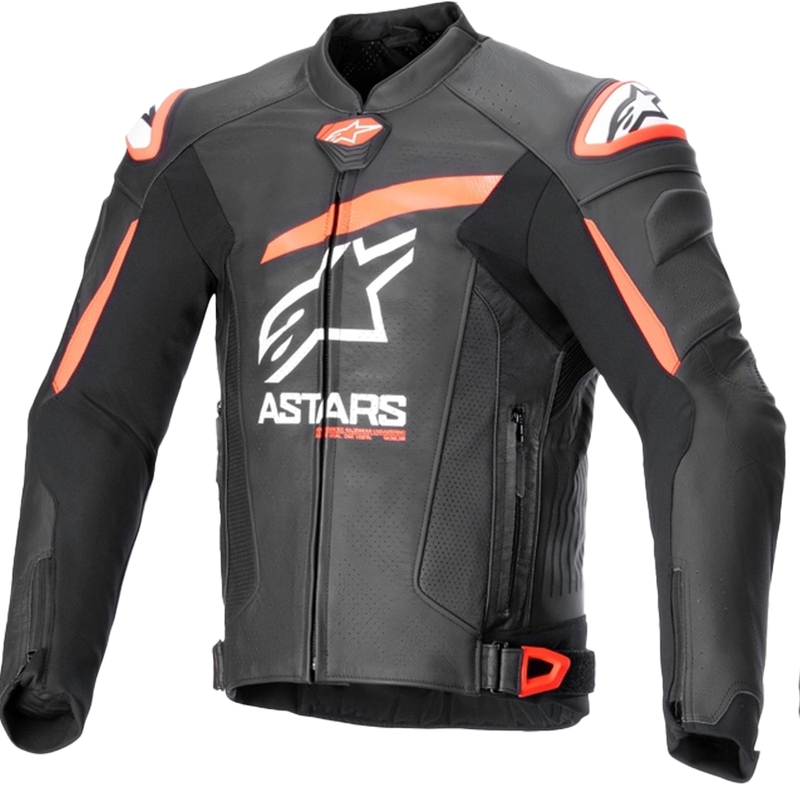 Usnjena motoristična jakna Alpinestars GP plus R 4 Airflow črno-fluo rdeče-bela