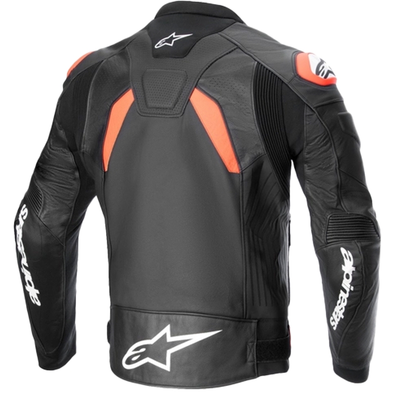 Usnjena motoristična jakna Alpinestars GP plus R 4 Airflow črno-fluo rdeče-bela