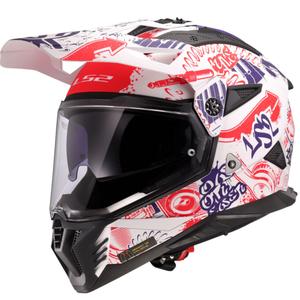 Enduro motoristična čelada LS2 MX702 Pioneer II Fantasy belo-rdeče-modra