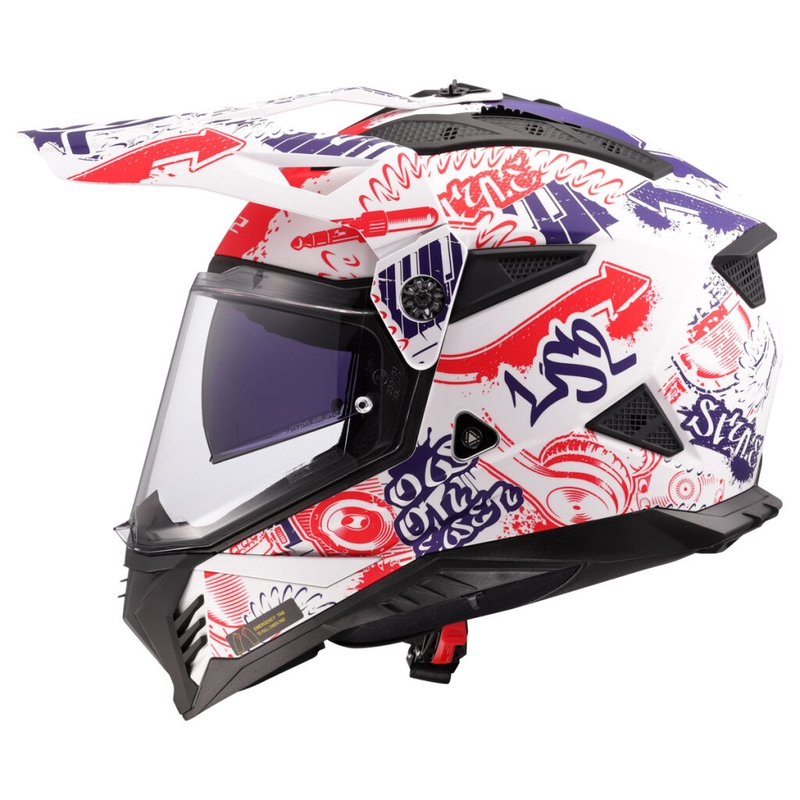 Enduro motoristična čelada LS2 MX702 Pioneer II Fantasy belo-rdeče-modra