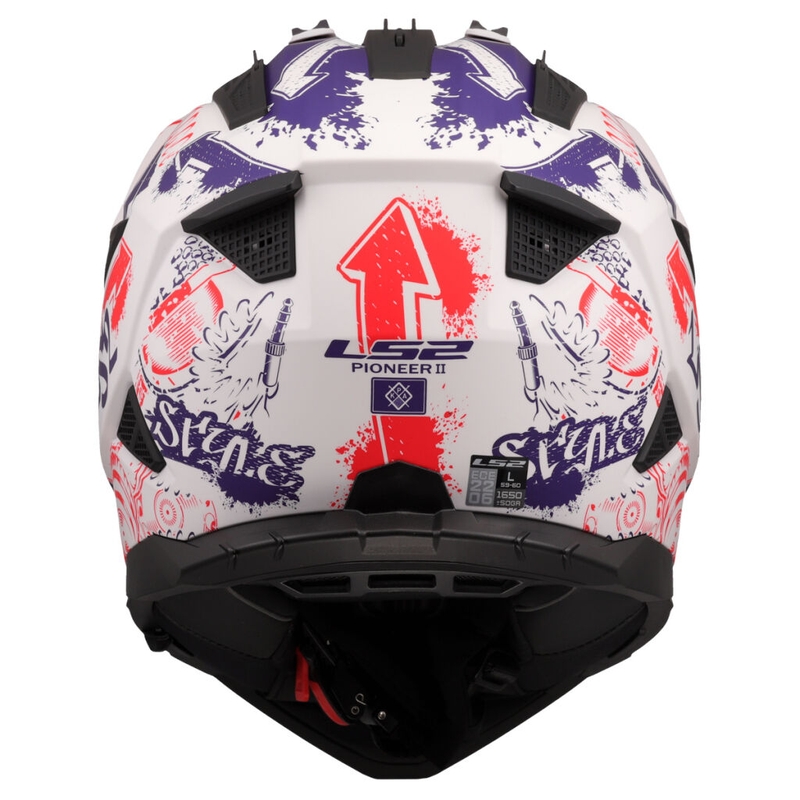 Enduro motoristična čelada LS2 MX702 Pioneer II Fantasy belo-rdeče-modra